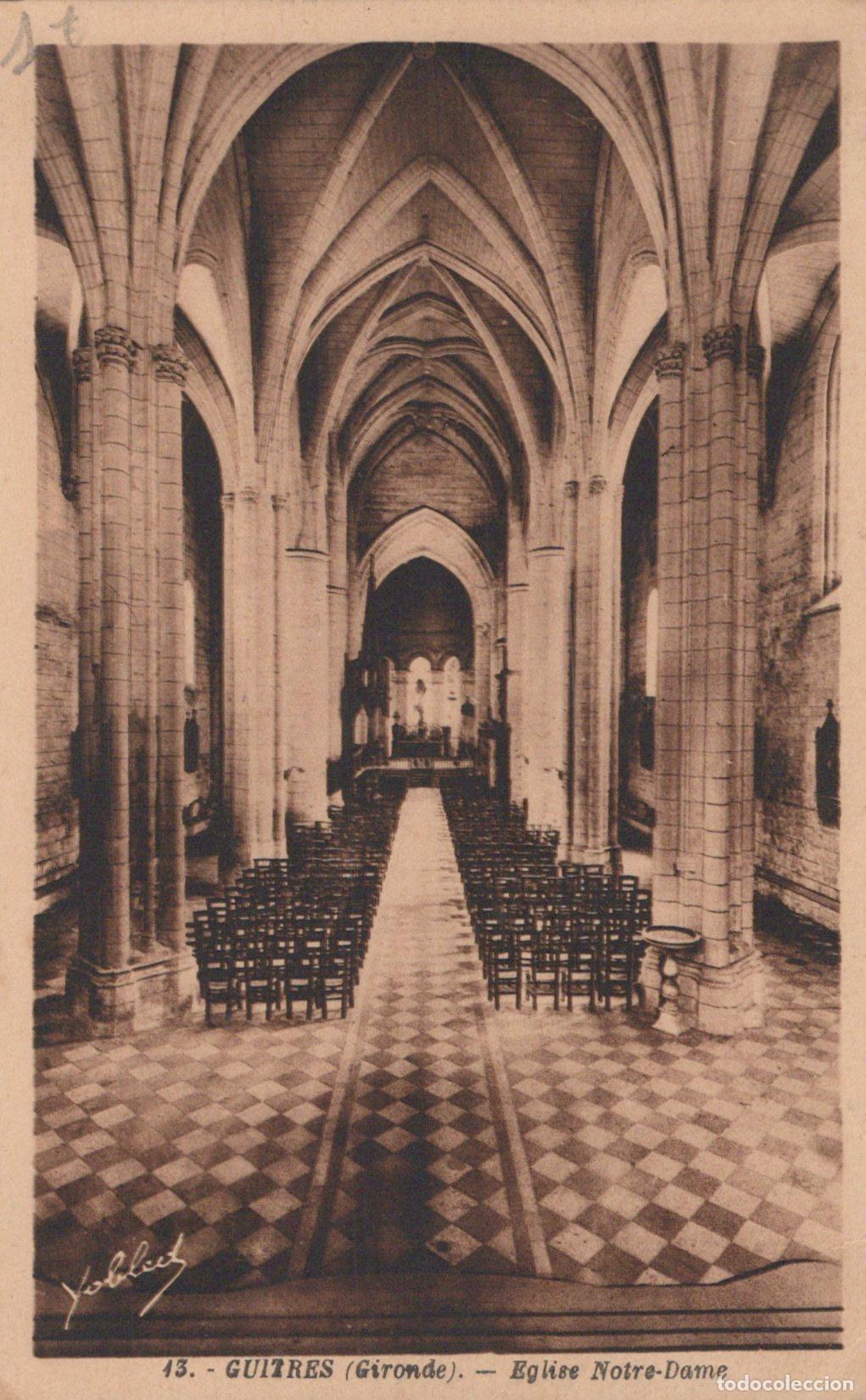 Postales: France Guitres &Eacute;glise Notre Dame Int&eacute;rieur Affranchie *YAC239