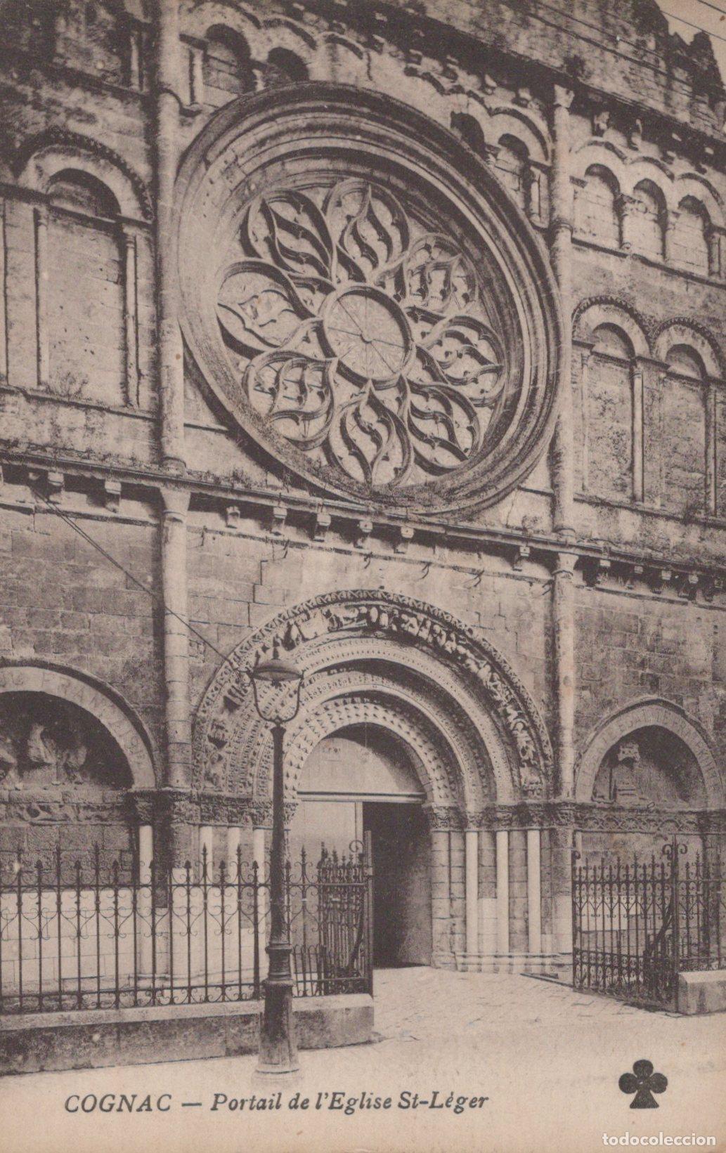 Postkarten: France Cognac Portail &Eacute;glise Saint L&eacute;ger Rosace Architecture *YAC018