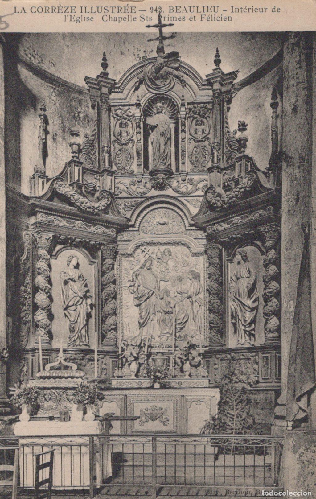 Postales: France Beaulieu &Eacute;glise Chapelle Sts Primes Int&eacute;rieur Oblit Unposted *YAC336