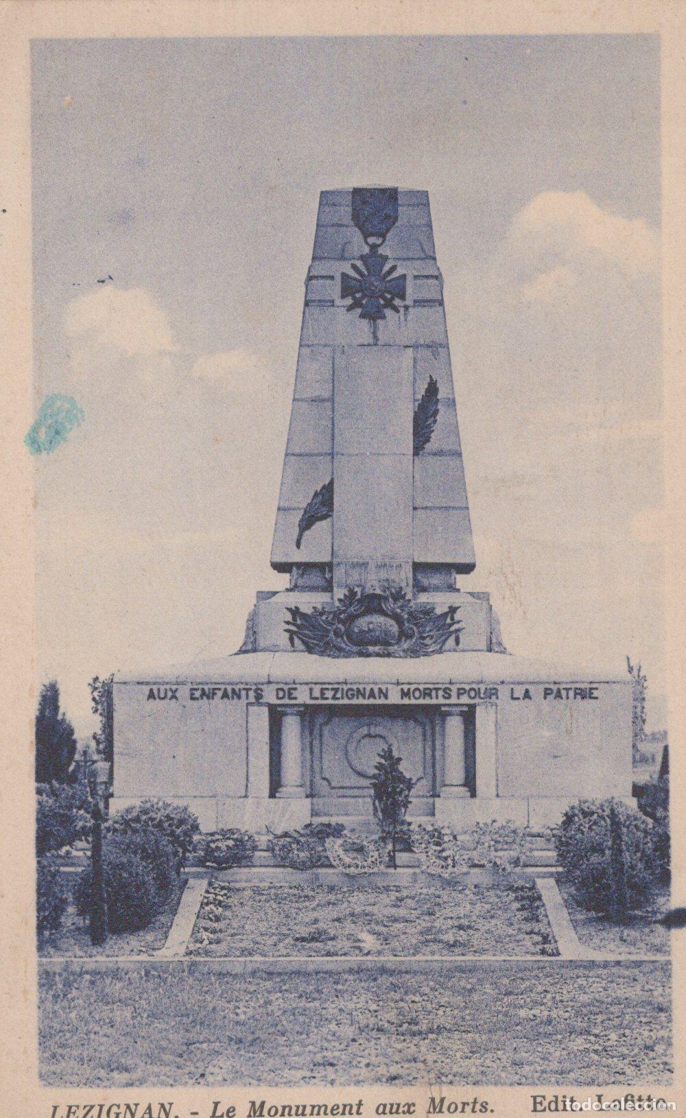 Postales: France Lezignan Monument Aux Morts Grande Guerre Unposted *YAC351