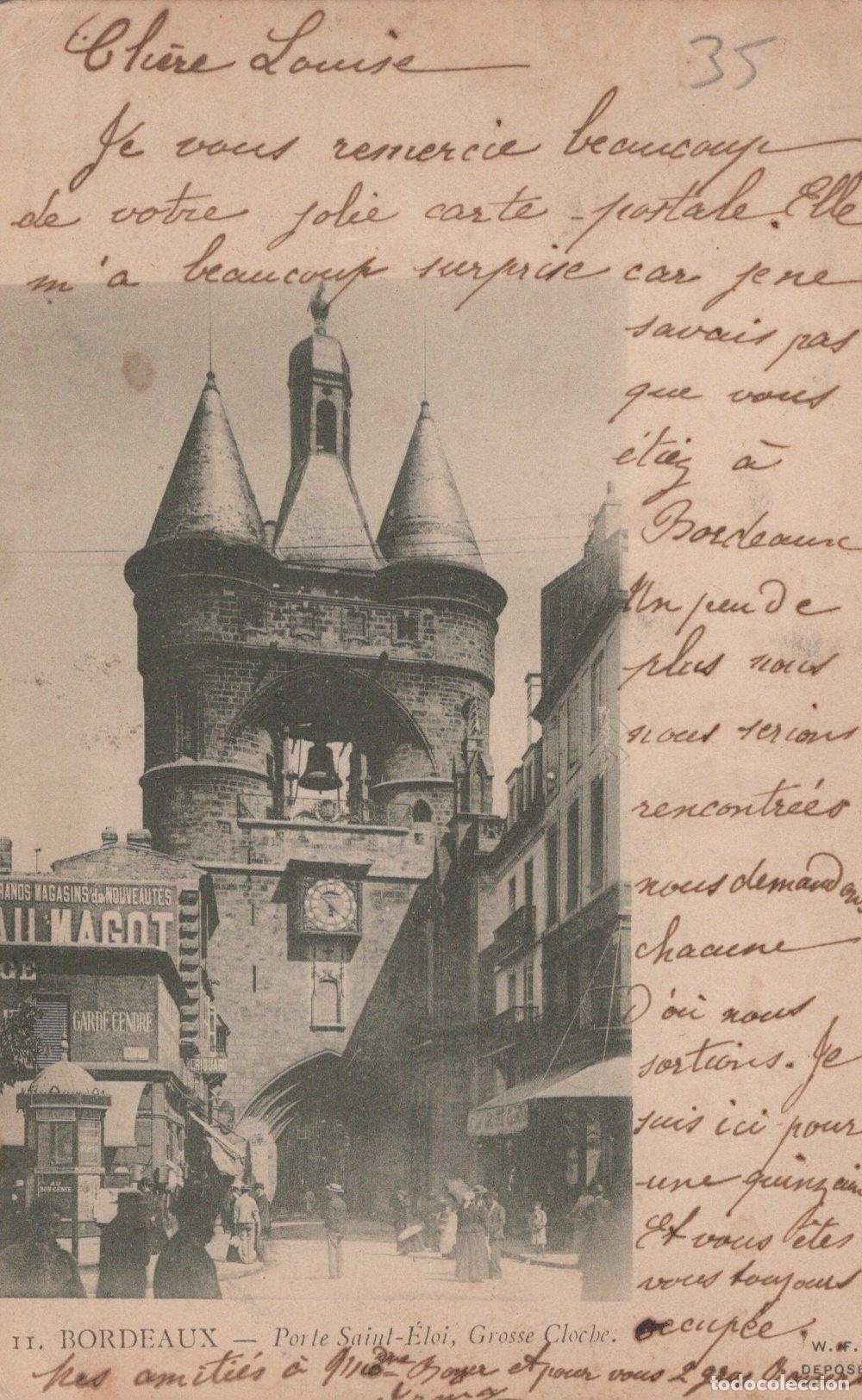 Cartes Postales: France Bordeaux Porte Saint &Eacute;loi Grosse Cloche Rue Anim&eacute;e Historique *YAC391
