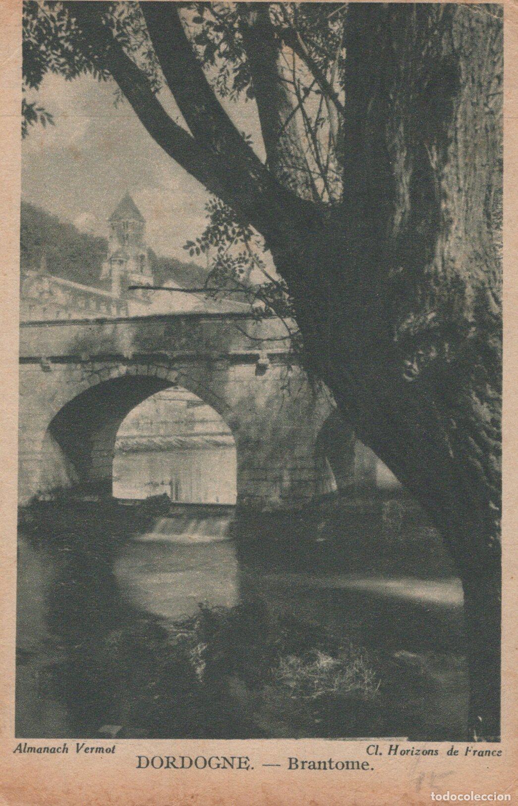 Cartoline: France Brant&ocirc;me Pont Abbaye et Arbre Paysage Archit Unposted *YAC399
