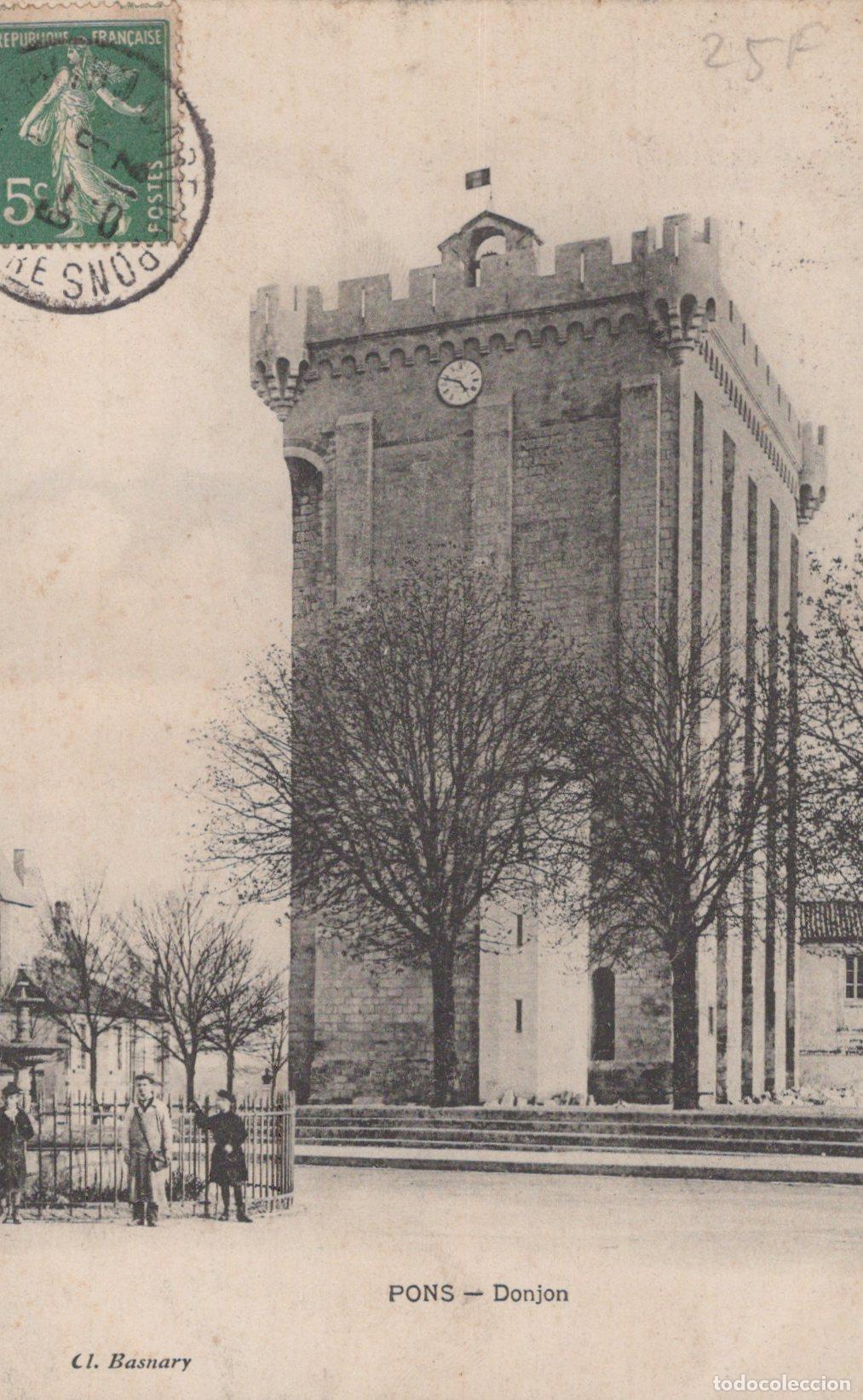 Cartoline: France Pons Donjon M&eacute;di&eacute;val Tour Horloge Architecture 1911 *YAC453