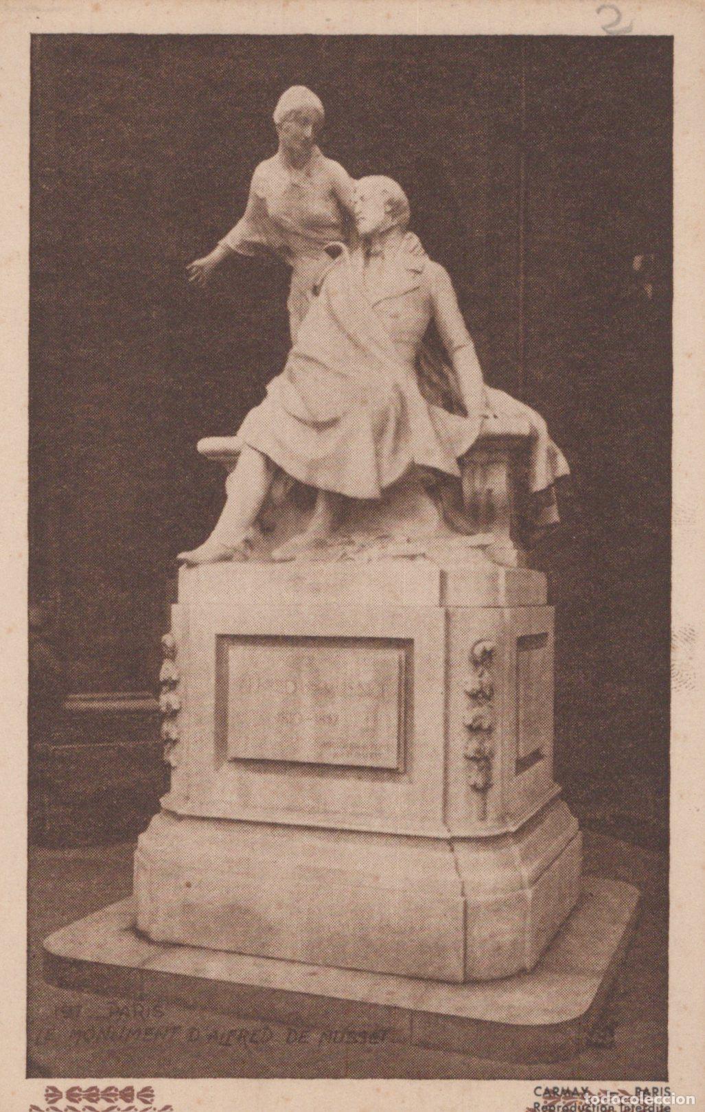 Postkarten: France Paris &Icirc;le de le Monument D Alfred de Musset Sculpture Unposted *YAC359