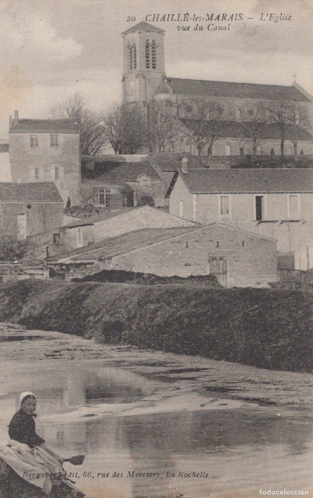 Postkarten: France Chaill&eacute; les Marais Vend&eacute;e L &Eacute;glise Canal Lavandi&egrave;re *YAC493