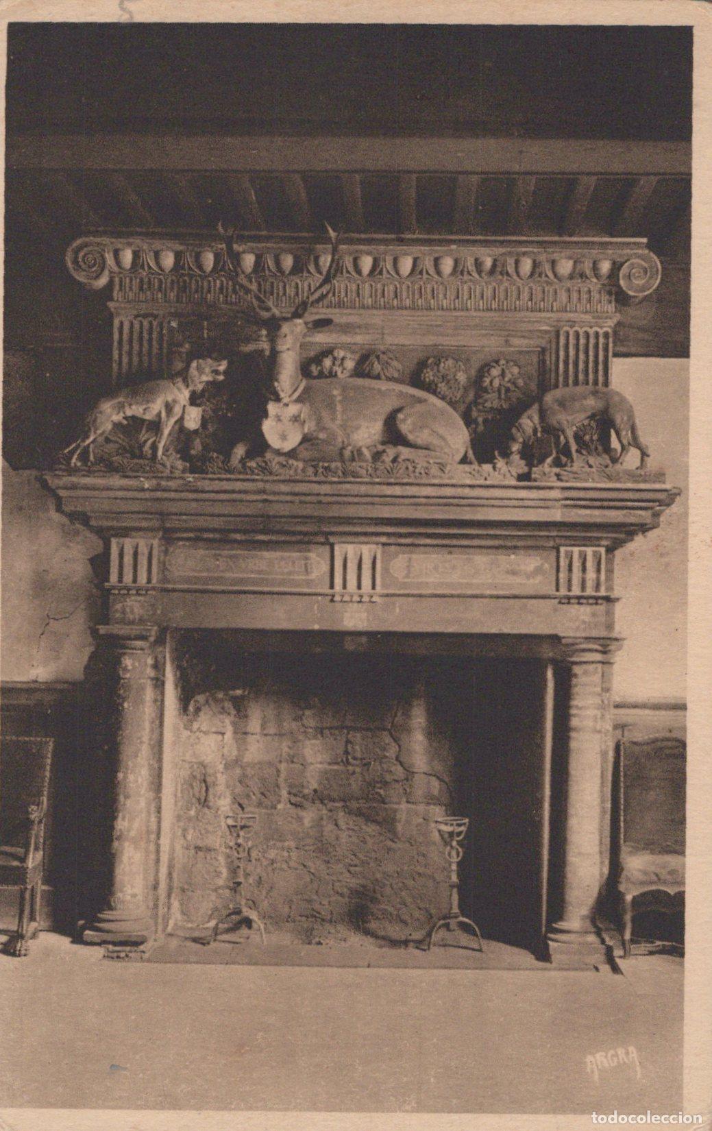 Postkarten: France Sarlat H&ocirc;tel Maleville Chemin&eacute;e Renaissance Cerf Chiens Post&eacute;e *YAC409