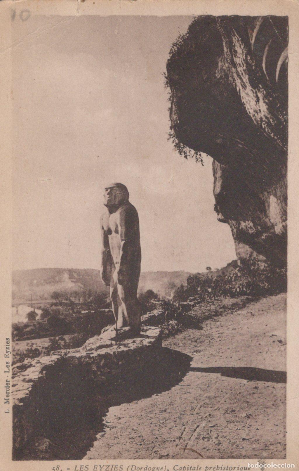 Postkarten: France Les Eyzies Statue Pr&eacute;historique Site Rupestre Unposted *YAC414