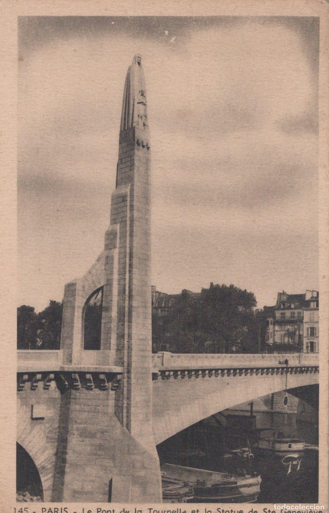 Postkarten: France Paris &Icirc;le de Pont Tournelle Statue Ste Genevi&egrave;ve *YAC419