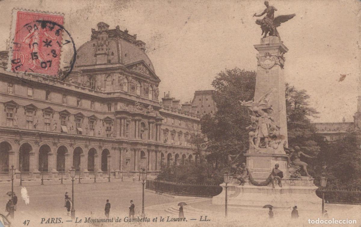 Postcards: France Paris &Icirc;le de Monument Gambetta et Louvre Vue Urbaine *YAC596