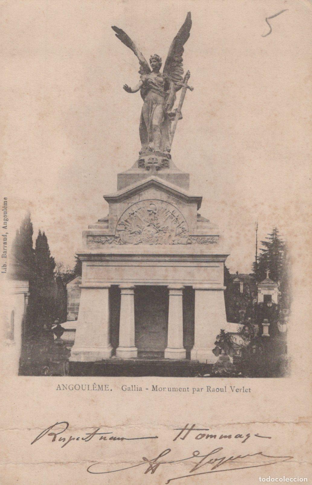 Postais: France Angoul&ecirc;me Monument Raoul Verlet Statue Ange Unposted *YAC466