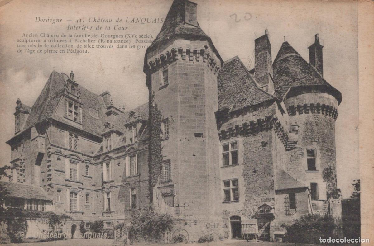 Postkarten: France Lanquais Ch&acirc;teau de Lanques Cour Int&eacute;rieure *YAC647