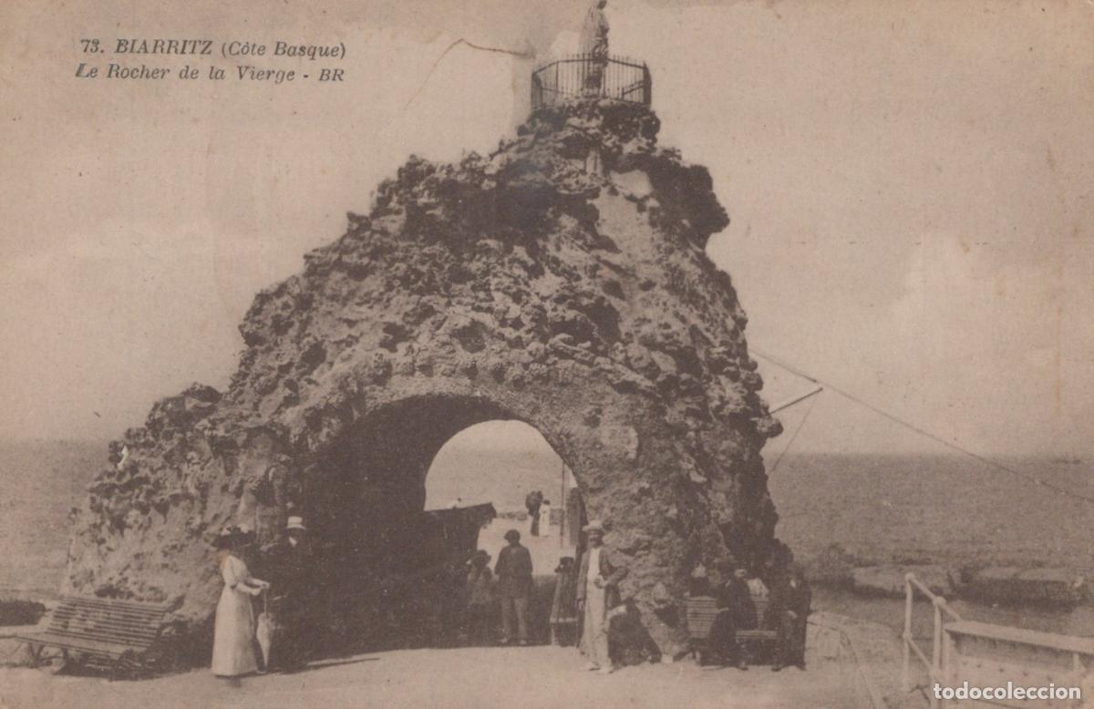 Cartoline: France Biarritz Le Rocher de la Vierge Monument Embl&eacute;matique Unposted *YAC504