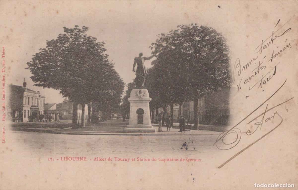 Postcards: France Libourne All&eacute;es de Tourny Statue Capitaine de G&eacute;raux *YAC671