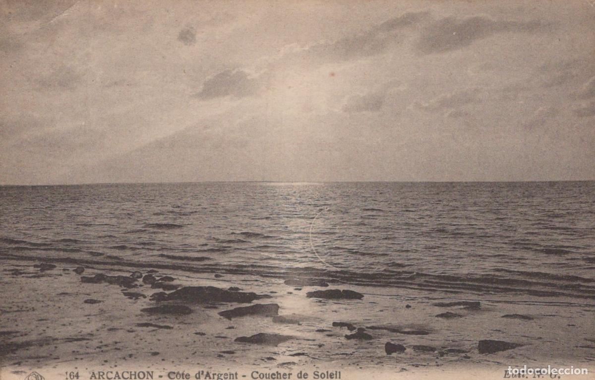 Postkarten: France Arcachon C&ocirc;te D Argent Paysage Marin Coucher de Soleil Unposted *YAC694