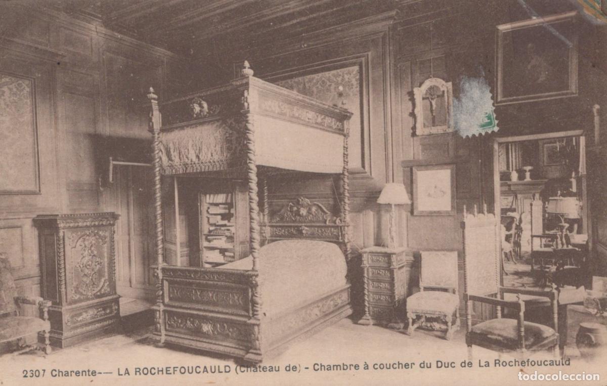 Postkarten: France La Rochefoucauld Ch&acirc;teau du Duc Chambre Mobilier *YAC546