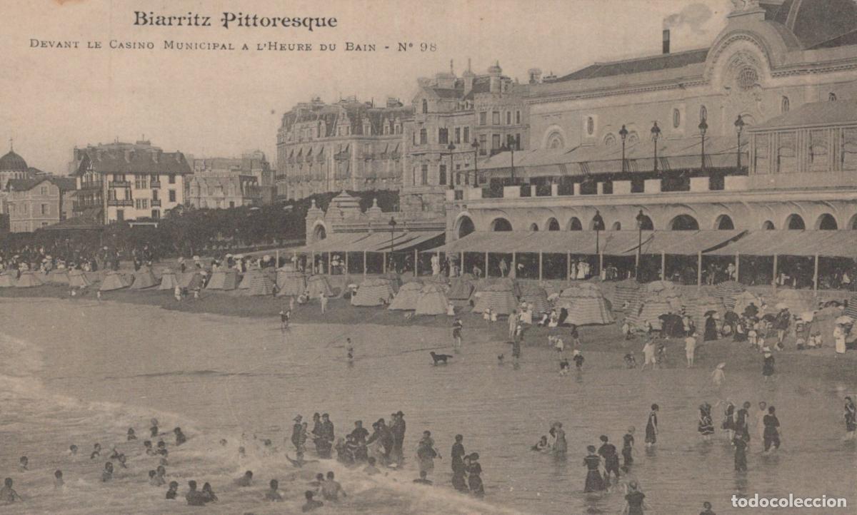 Cartoline: France Biarritz Plage Anim&eacute;e Casino Municipal Post&eacute;e *YAC571