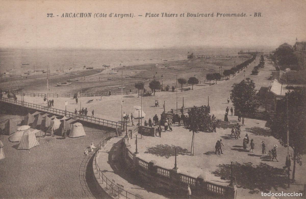 Cartoline: France Arcachon Place Thiers et Boulevard Promenade Circul&eacute; *YAC598