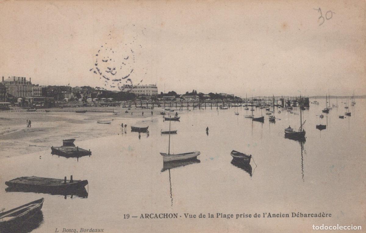 Postkarten: France Arcachon Plage Bateaux Jet&eacute;e B&acirc;timents *YAC728