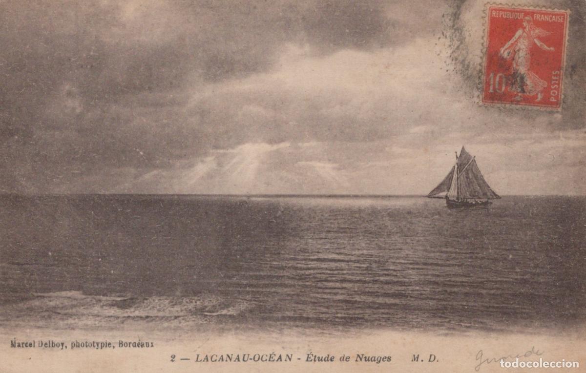 Postkarten: France Lacanau Oc&eacute;an Paysage Maritime Voilier &Eacute;tude de Nuages Circul&eacute;e *YAC808