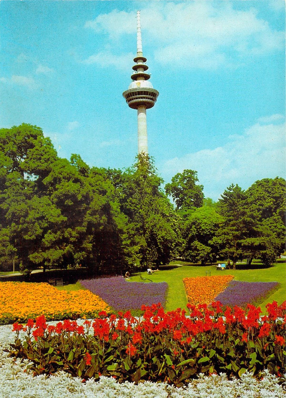 Postales: Postal de Luisenpark con la Torre de Televisi&oacute;n de Mannheim, Alemania