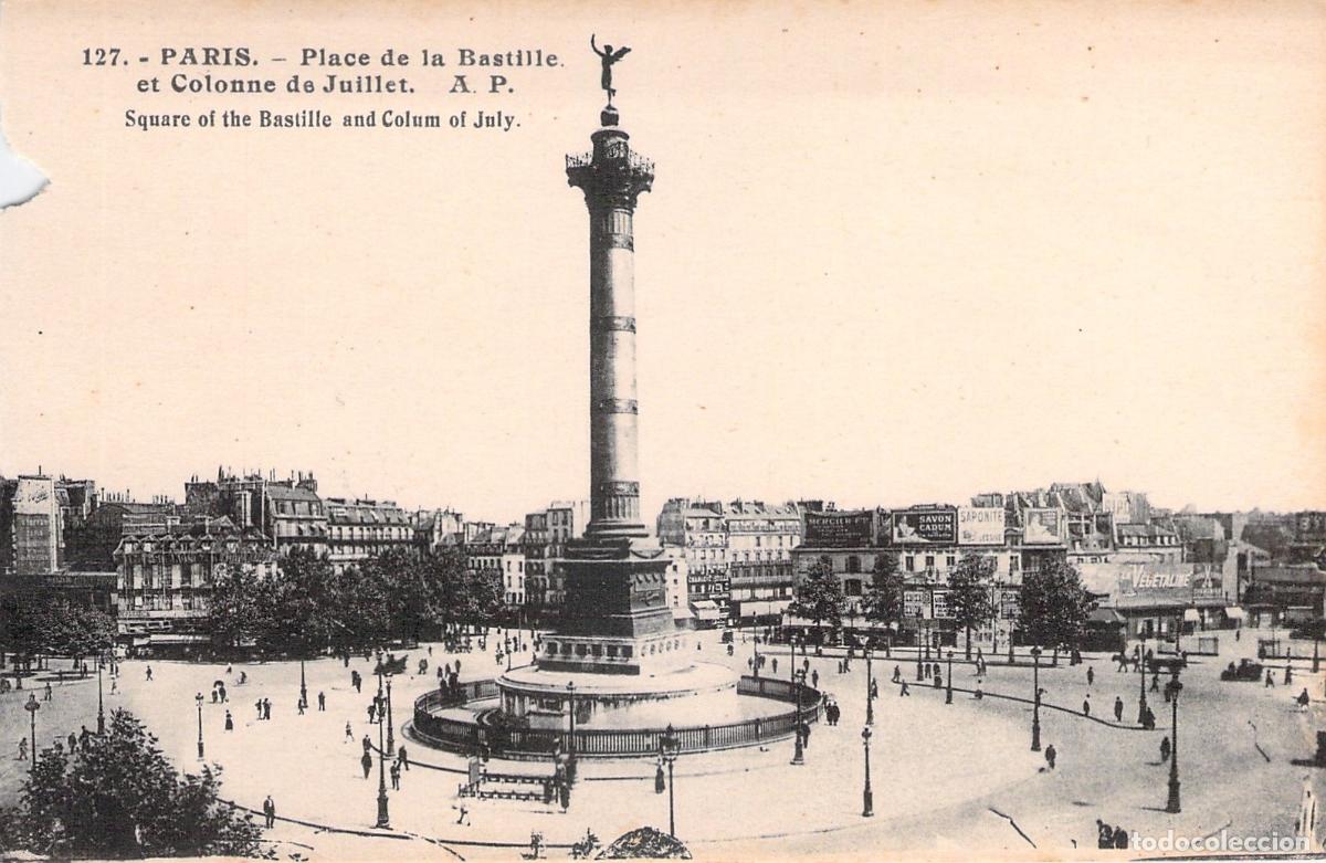 Postales: Postal de Paris: Place de la Bastille y Columna de Julio
