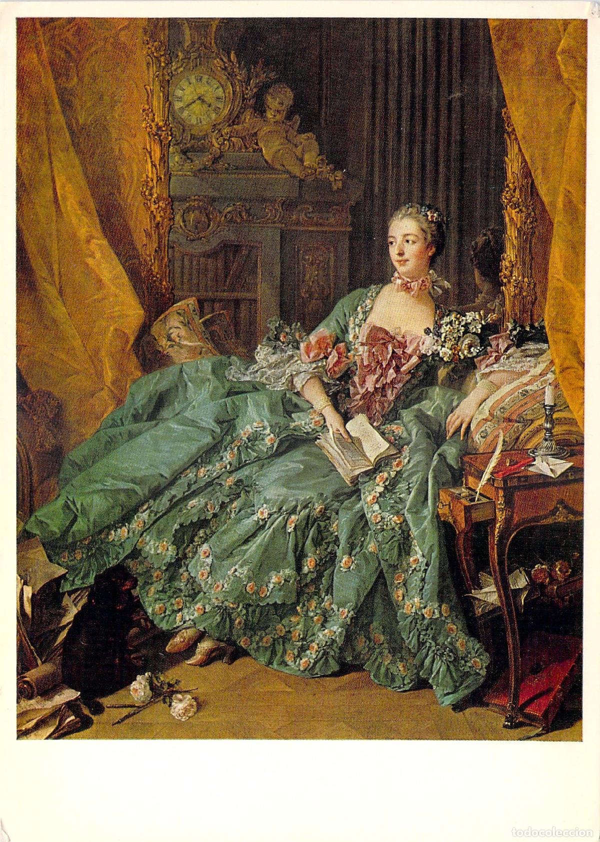 Postales: Postal de Madame de Pompadour por Fran&ccedil;ois Boucher en Alte Pinakothek