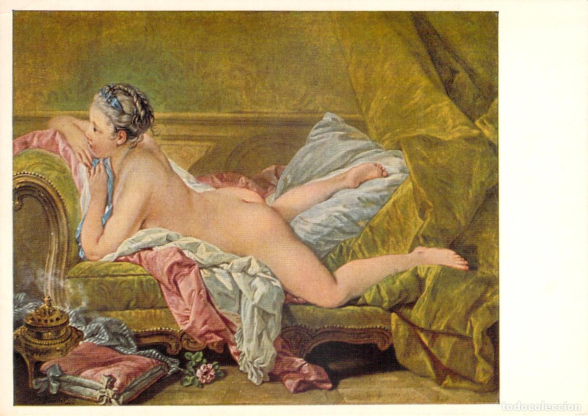 Postales: Postal de Arte Ruhendes M&auml;dchen de Fran&ccedil;ois Boucher