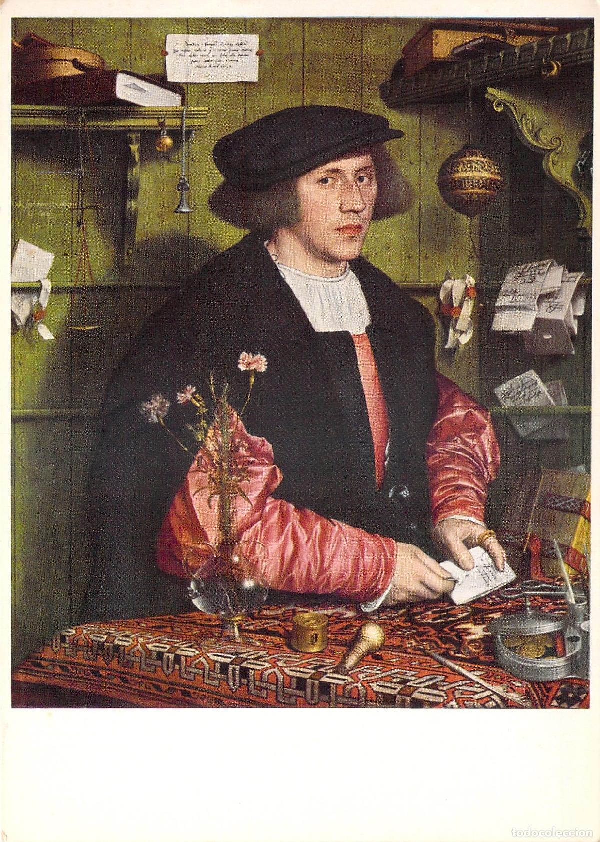 Postales: Postal del Retrato del mercader Georg Gisze por Hans Holbein