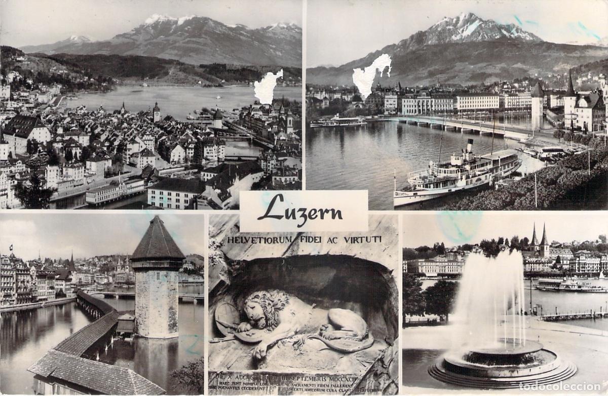 Postales: Postal de Lucerna Suiza, Monumentos y Lago
