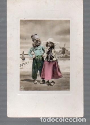 Postales: POSTAL DE TAREJA NI&Ntilde;OS TRAJES PAUSES BAJOS ESCRITA EL A&Ntilde;O 1909
