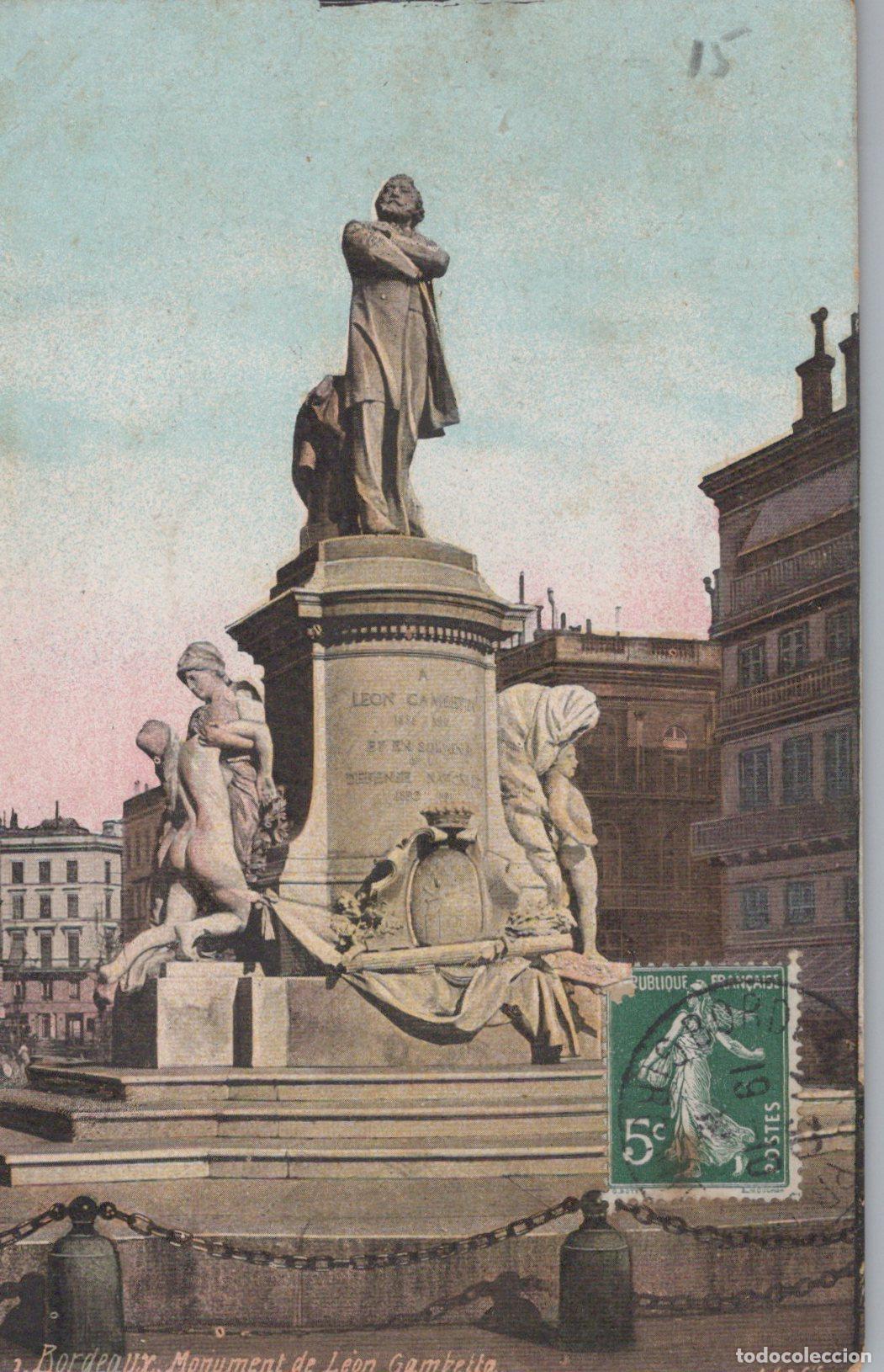 Postcards: France Bordeaux Monument L&eacute;on Gambetta *YAD131