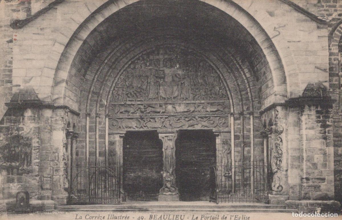 Cartes Postales: France Beaulieu Portail Roman de L &Eacute;glise Architecture Religieuse *YAD264