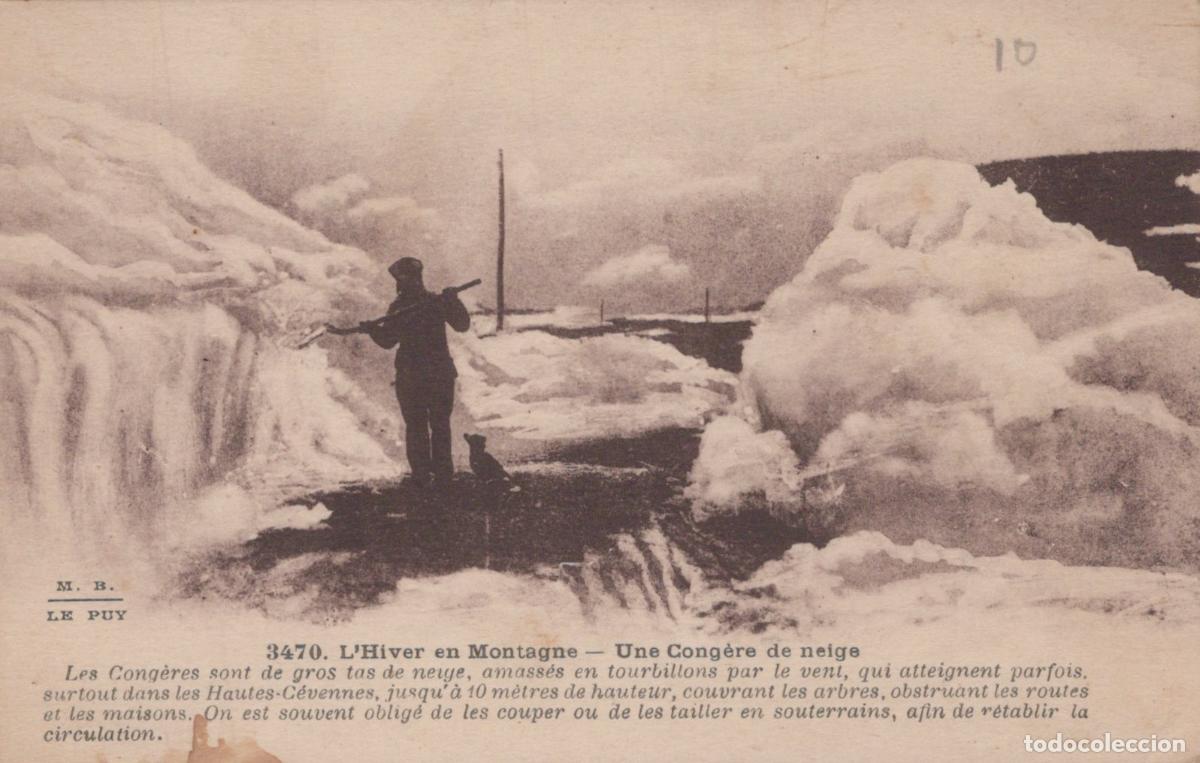 Postales: France Le Puy Hiver Montagne Cong&egrave;re Homme Chien Unposted *YAD291