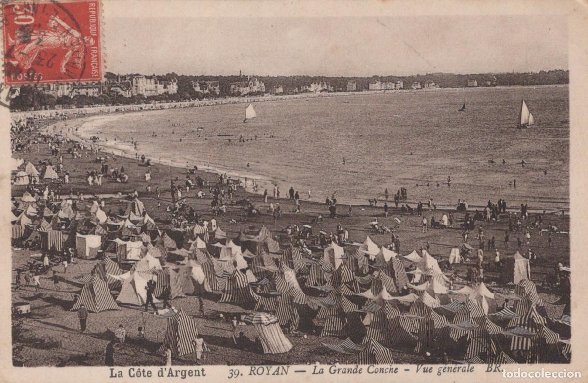 Postales: France Royan La Grande Conche Plage Tentes Baigneurs *YAD414