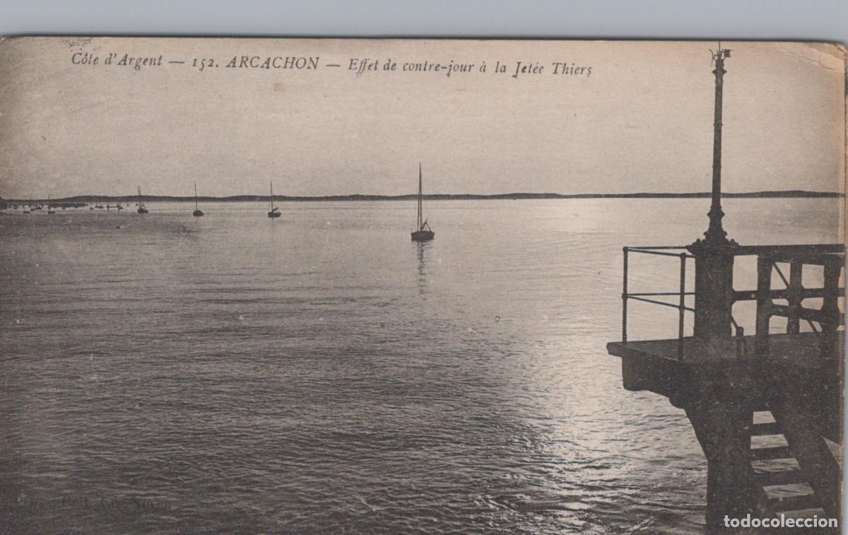 Cartoline: France Arcachon Jet&eacute;e Thiers Voiliers Contre Jour *YAD599