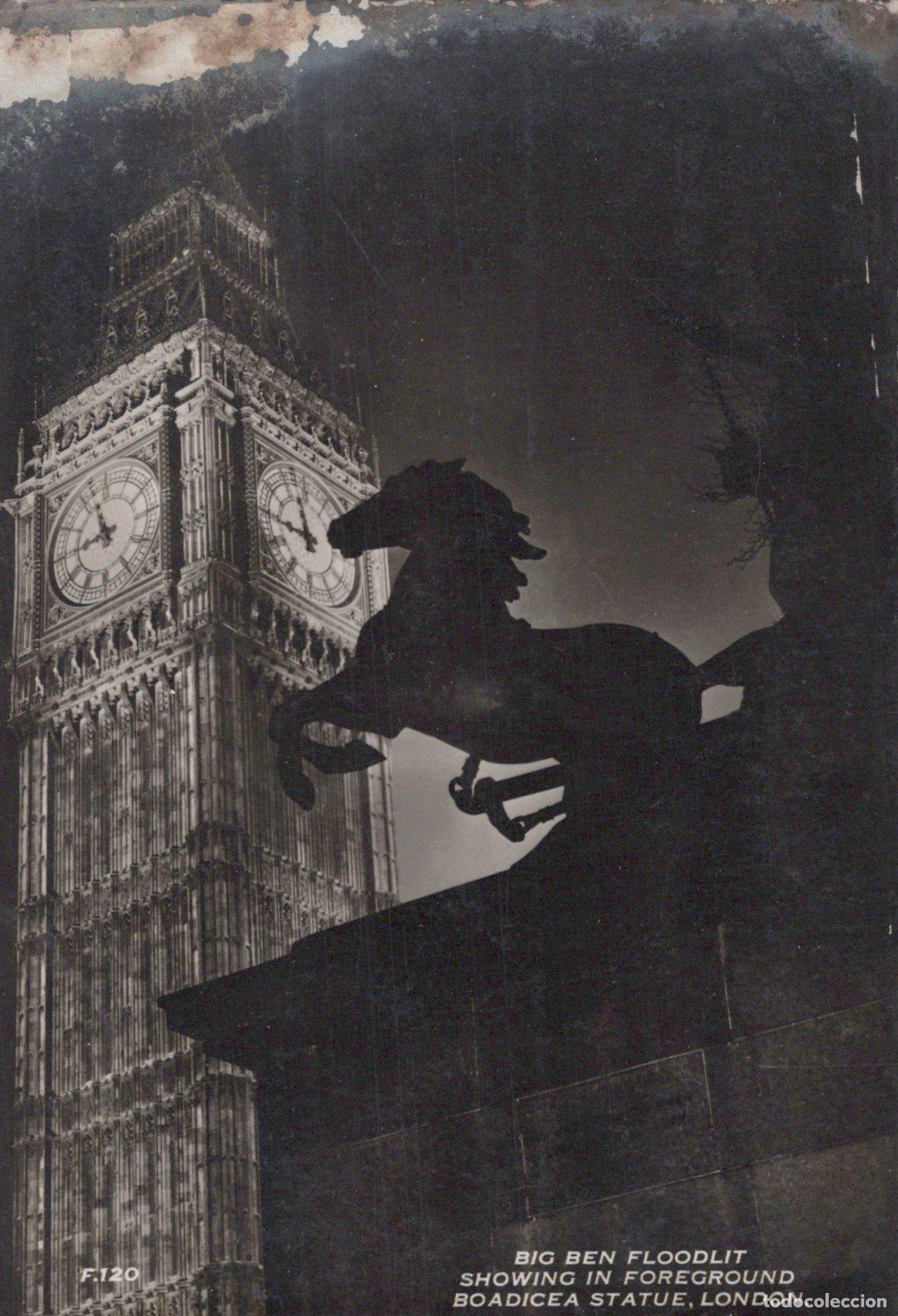 Cartoline: United Kingdom London UK Greater Big Ben Elizabeth Real Photo Unposted *YAD619