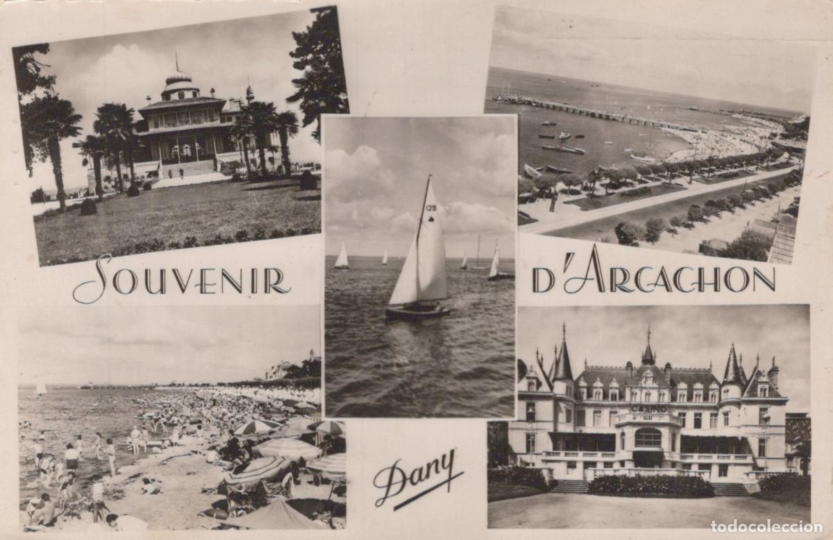 Postcards: France Arcachon Vues du Casino Plages Voiliers *YAD571