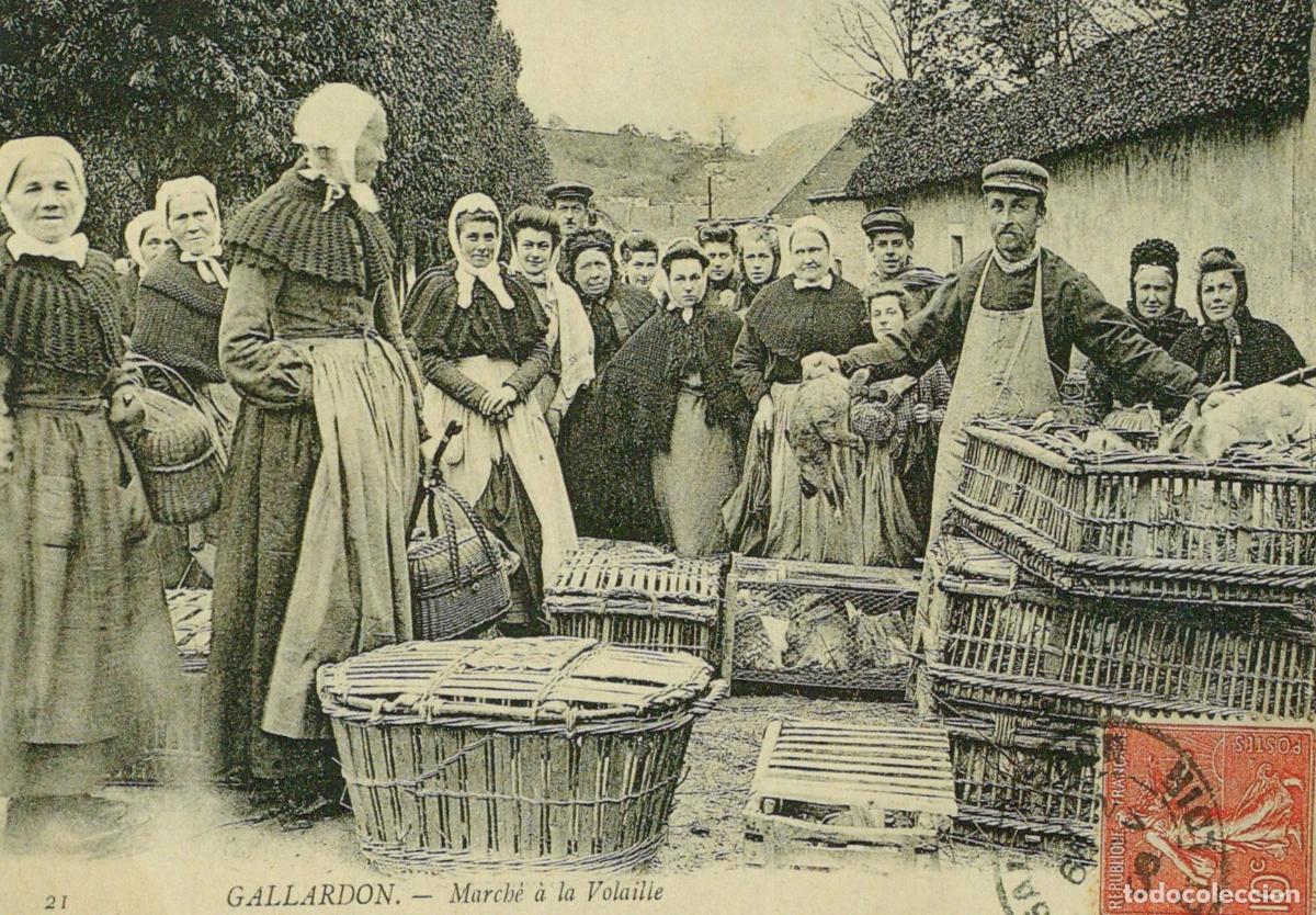 Postales: France Gallardon March&eacute; &Agrave; la Volaille Vendeurs Affranchie *YAD742