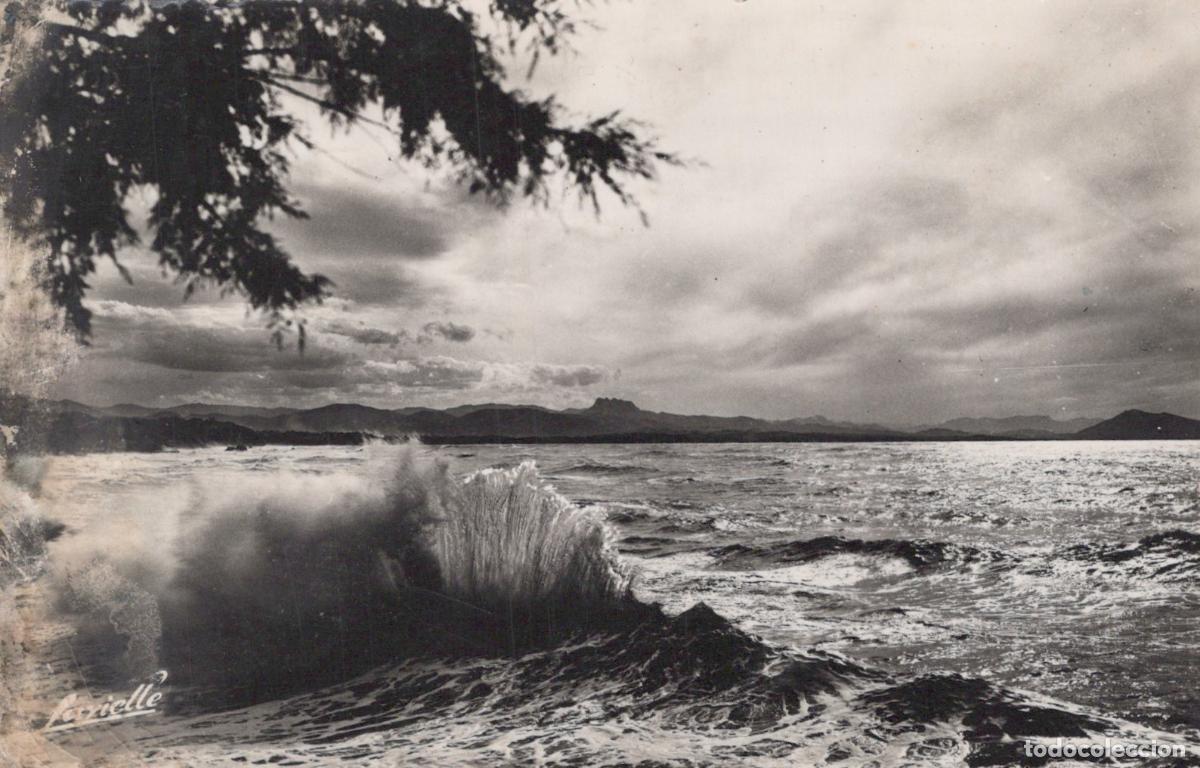 Postkarten: France Biarritz C&ocirc;te Basque Vague D &Eacute;quinoxe Paysage Marin Real Photo *YAD042