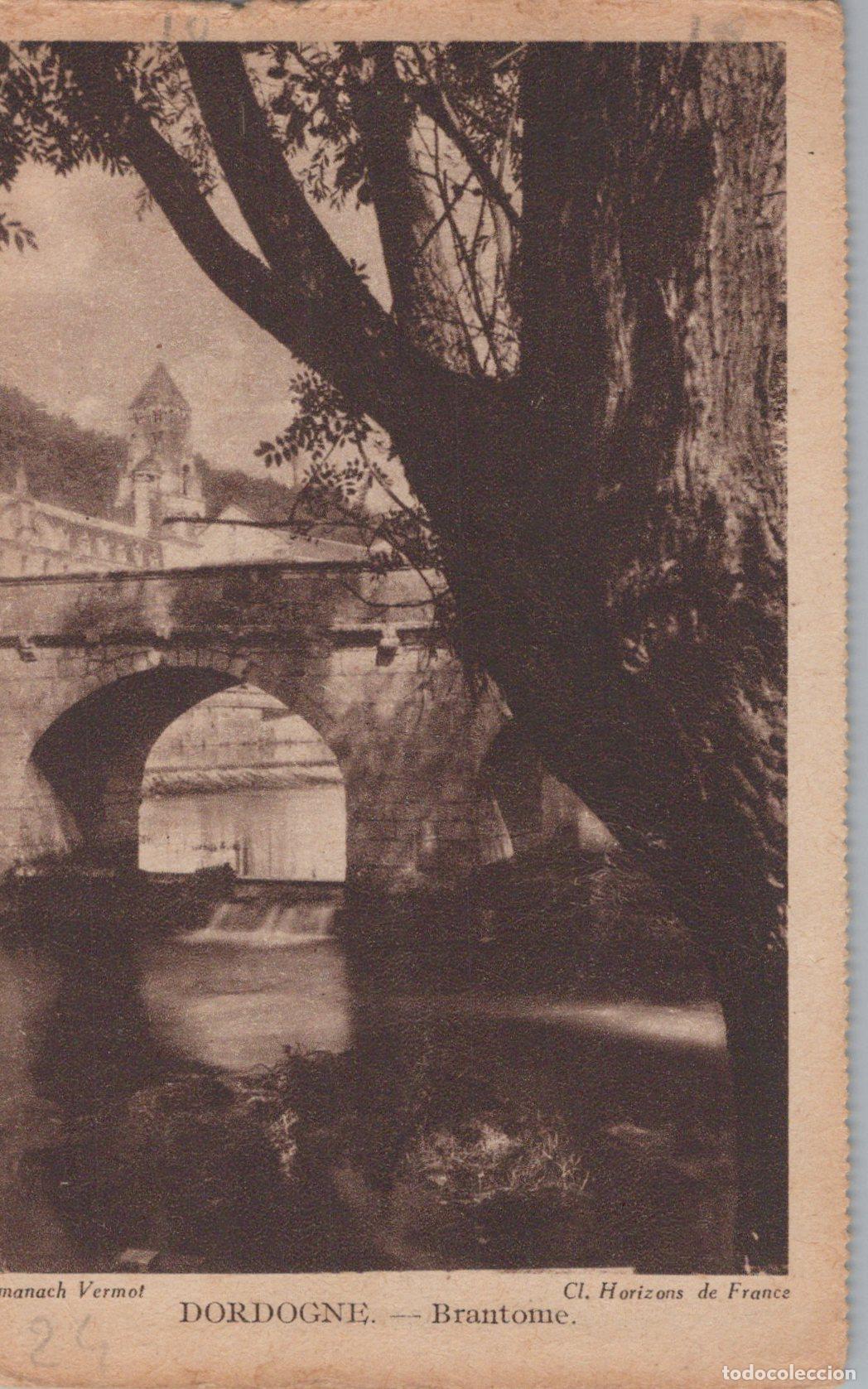 Postcards: France Brant&ocirc;me Pont Abbaye Rivi&egrave;re Dronne Arbre Texte Manuscrit *YAD152