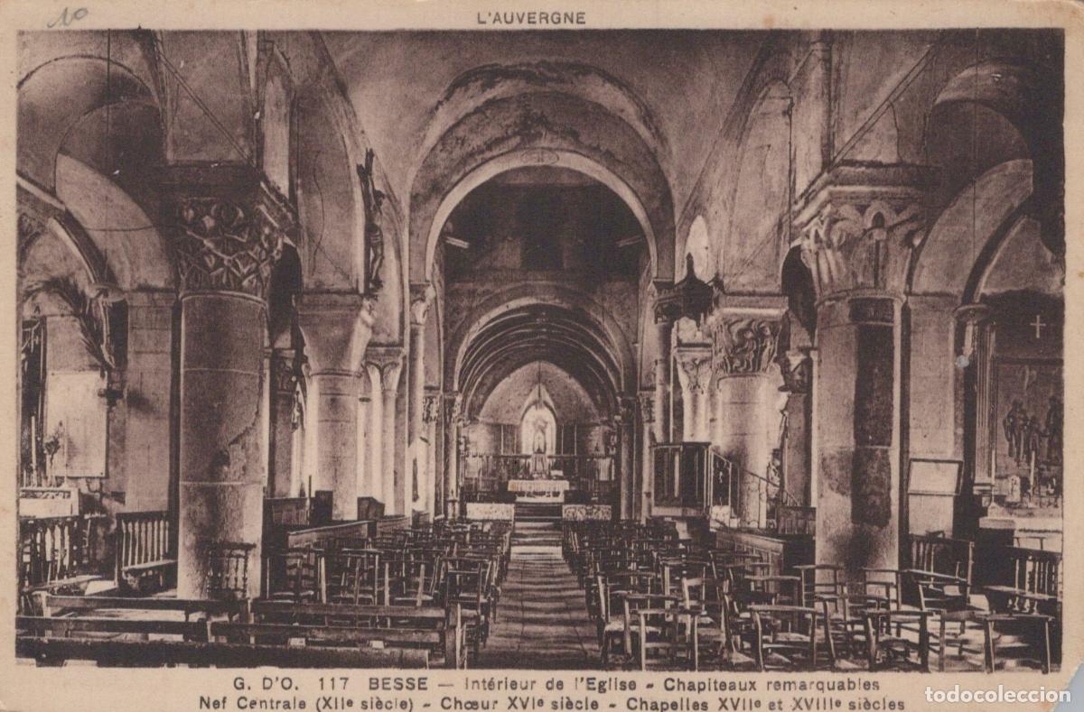 Postcards: France Besse &Eacute;glise Saint Andr&eacute; Int&eacute;rieur Roman Gothique Unposted *YAD317