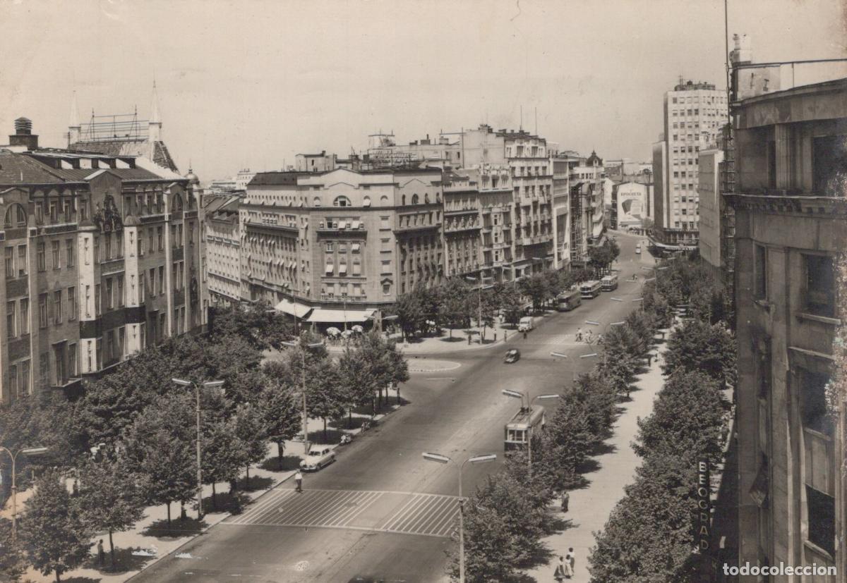 Postcards: Serbia Belgrade Terazije Street Scene With Tram and Architecture 1959 *YAD729