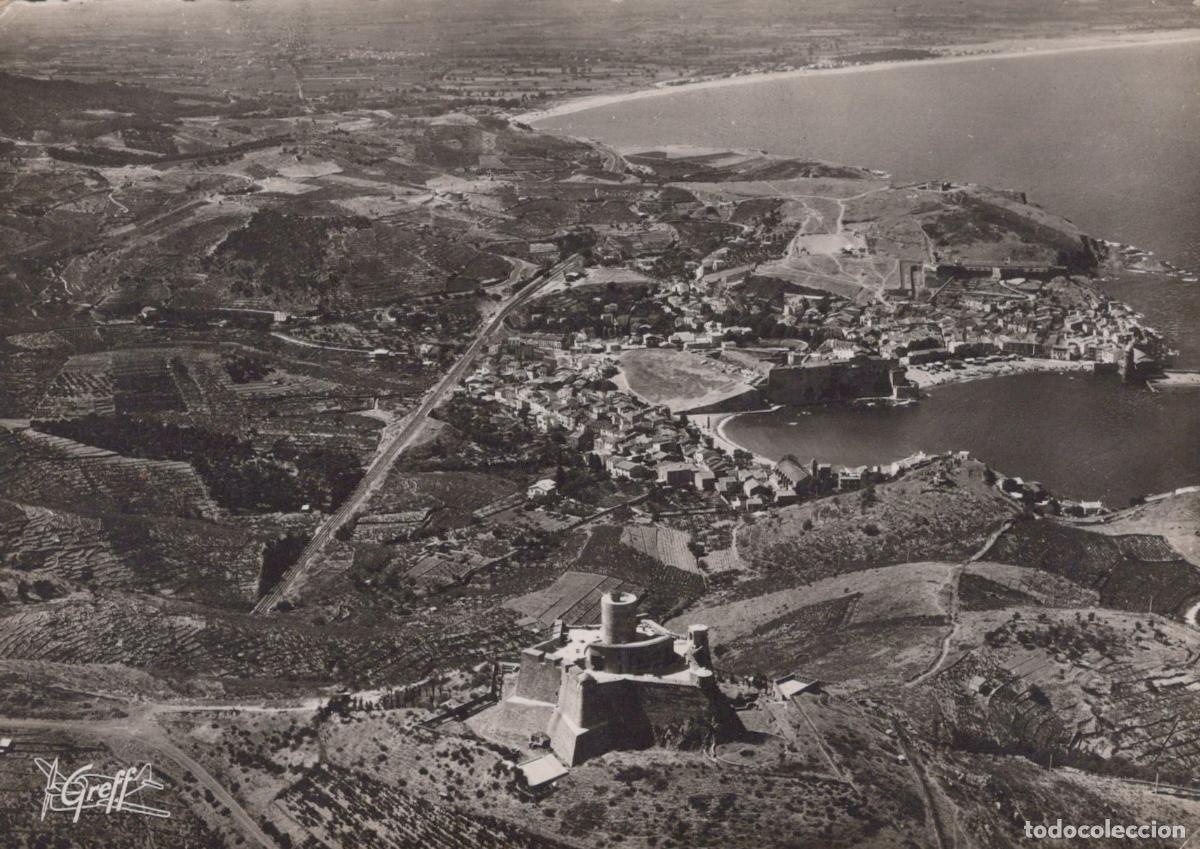 Postcards: France Collioure Vue A&eacute;rienne Fort St Elme Argel&egrave;s Real Photo Unposted *YAD734