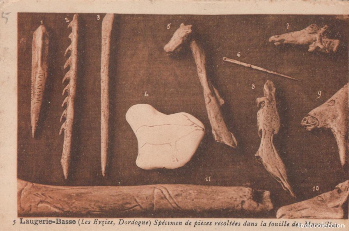 Postales: France Les Eyzies Arch&eacute;ologie Pr&eacute;historique Sp&eacute;cimens Laugerie Basse *YAD984