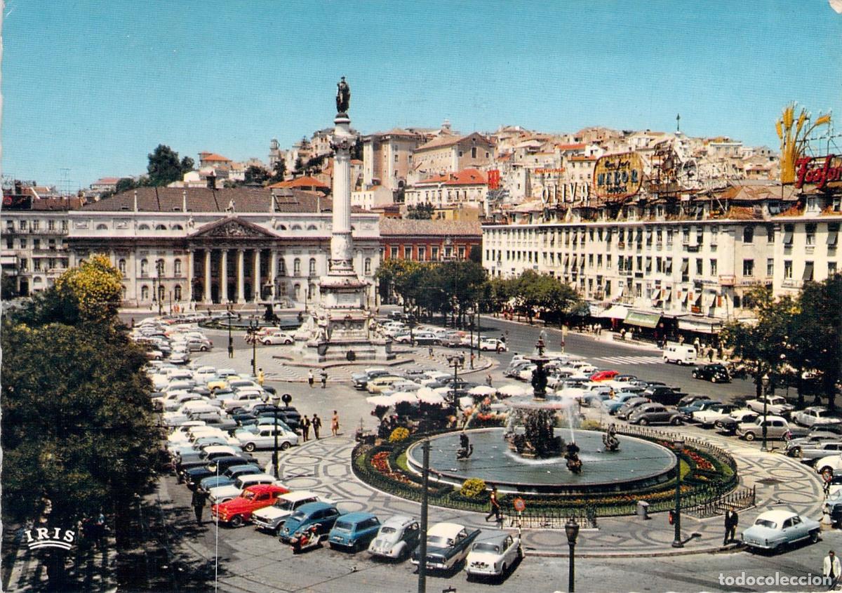 Postales: Postal de la Plaza Rossio en Lisboa Portugal