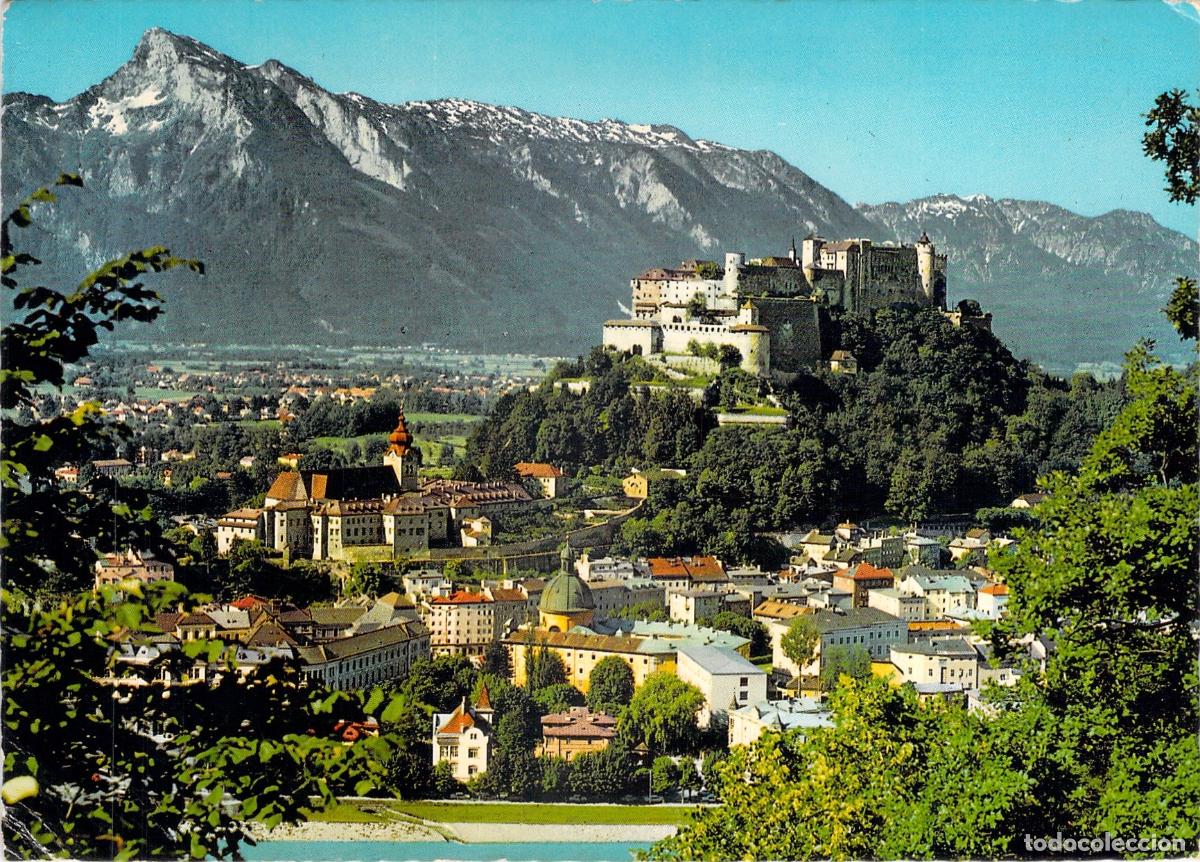 Postales: Postal de Salzburgo con el Convento de Nonnberg y el monte Untersberg