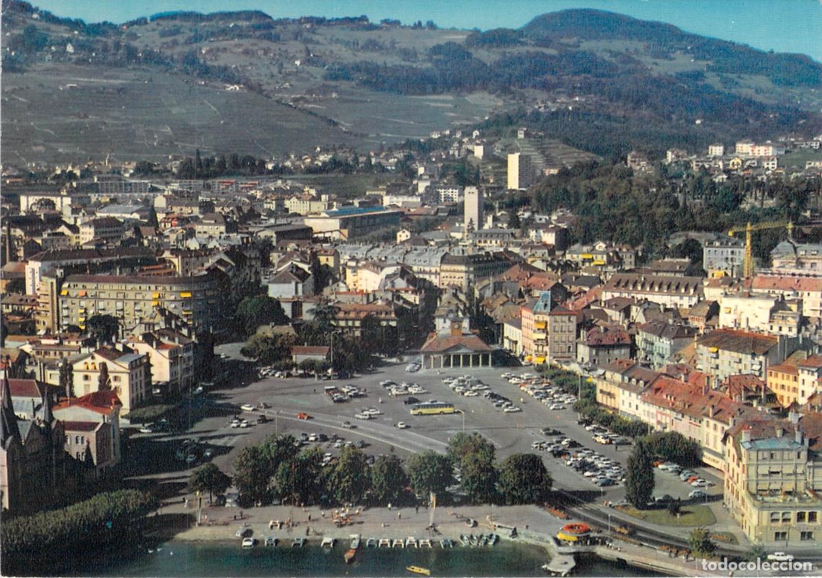 Cartes Postales: Postal de Vevey Suiza vista a&eacute;rea de la ciudad