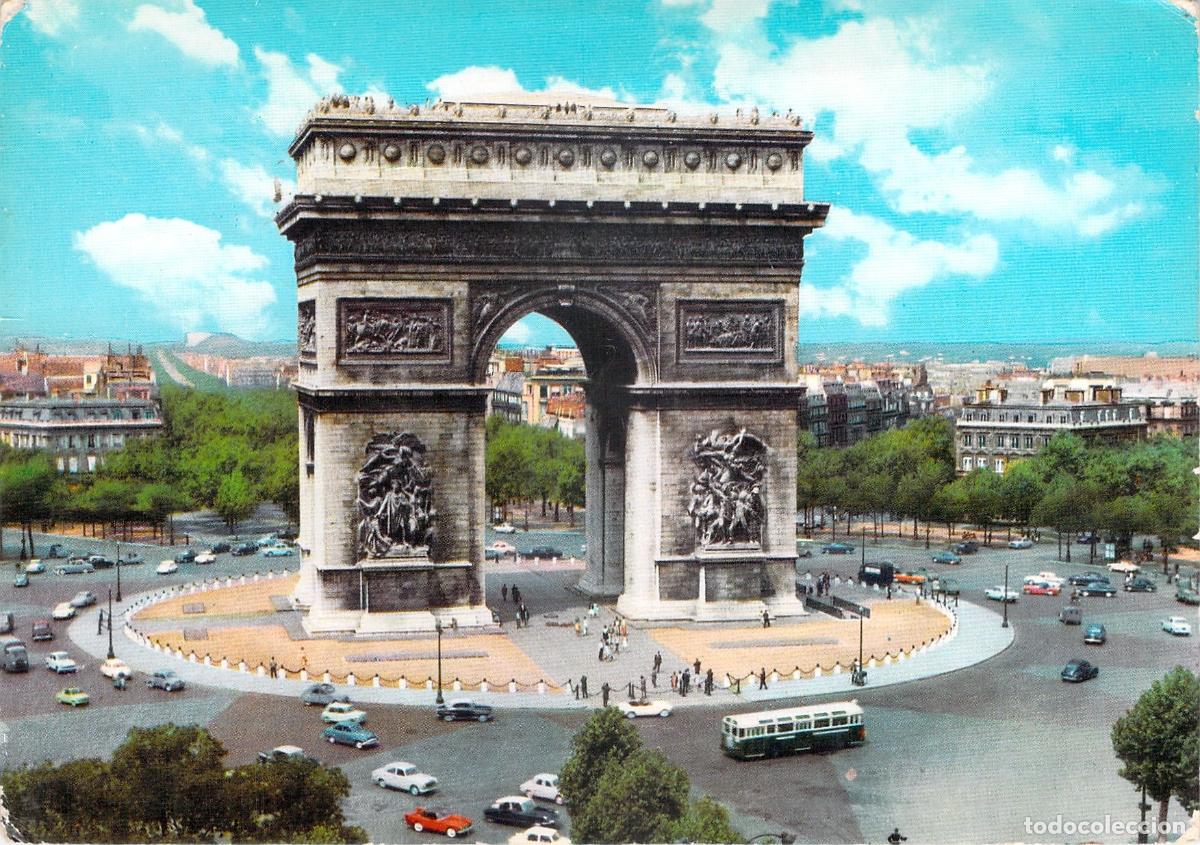 Postales: Postal del Arco de Triunfo y Plaza de la Estrella en Paris