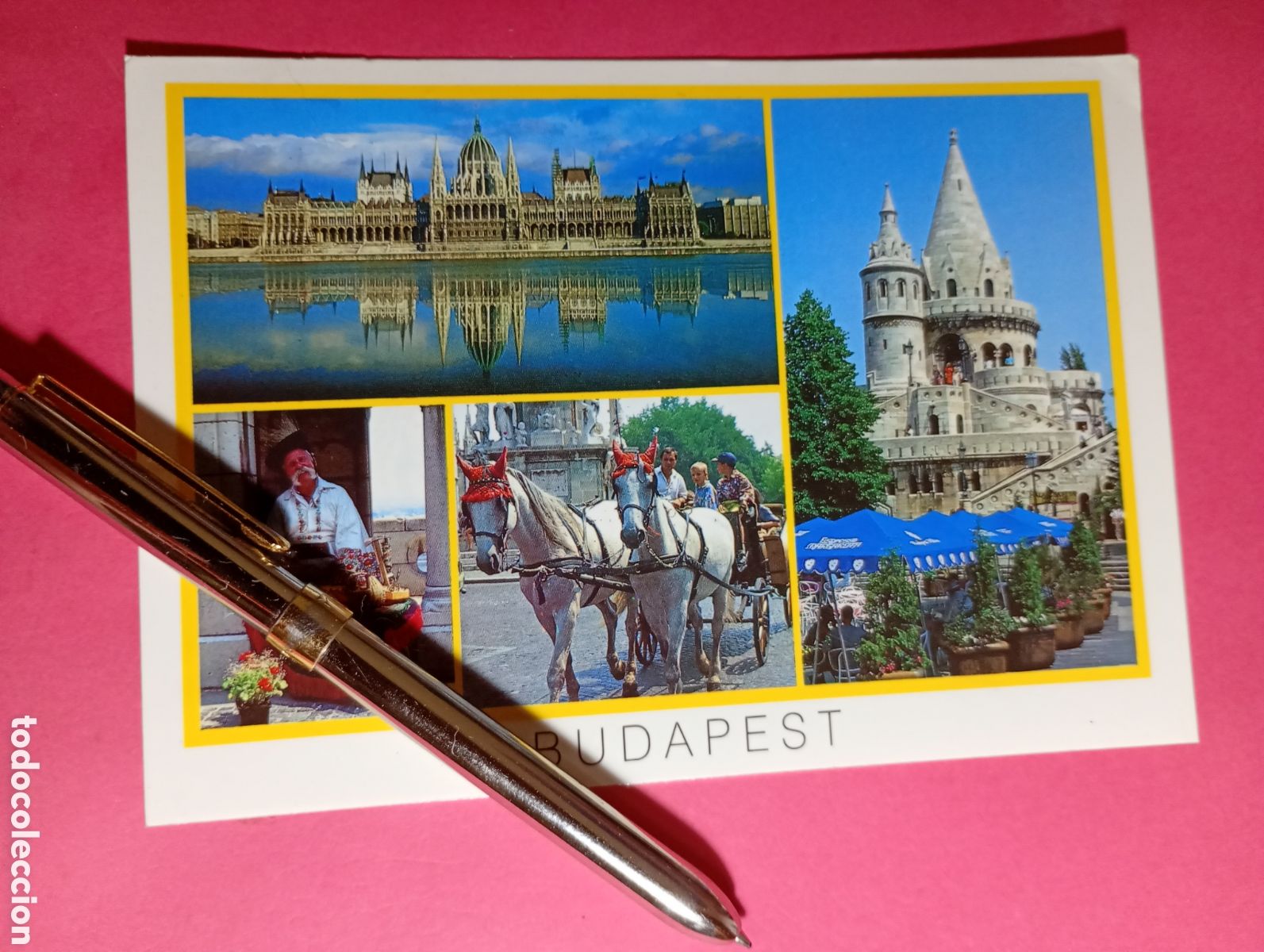 Postales: BUDAPEST HUNGR&Iacute;A 4 VISTAS COLOR CIRCULADA V&Iacute;A A&Eacute;REA 1994