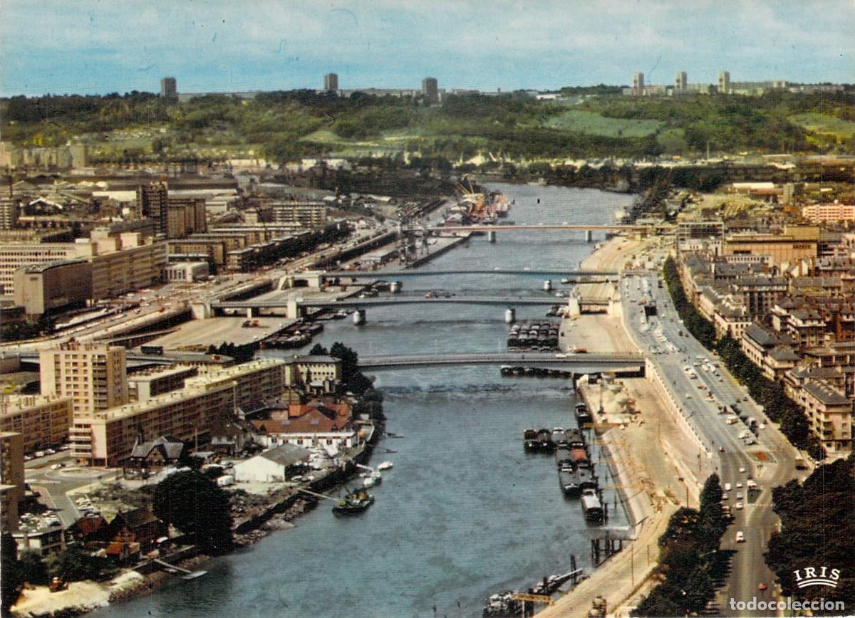 Postales: Postal de Rouen Francia: Vista panor&aacute;mica del r&iacute;o Sena y sus puentes